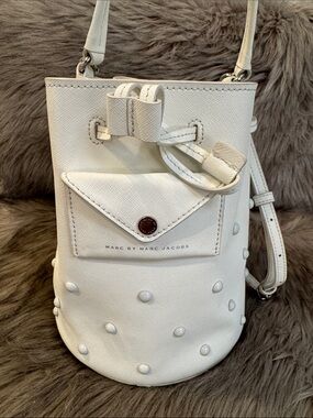 Marc by Marc Jacobs White Studded Crossbody Bucket Bag